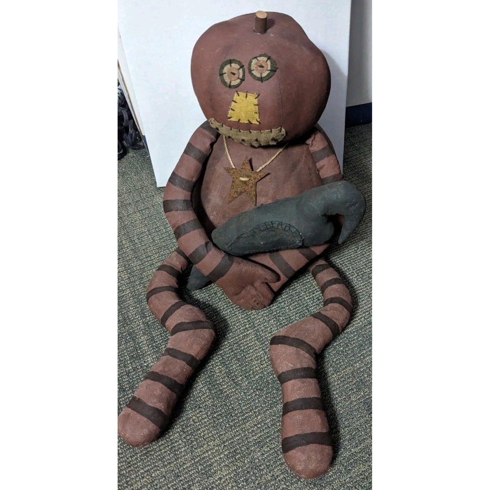 Rare HTF Honey And Me Large Smiling Pumpkin Fall Halloween Primitive Crow 24"
